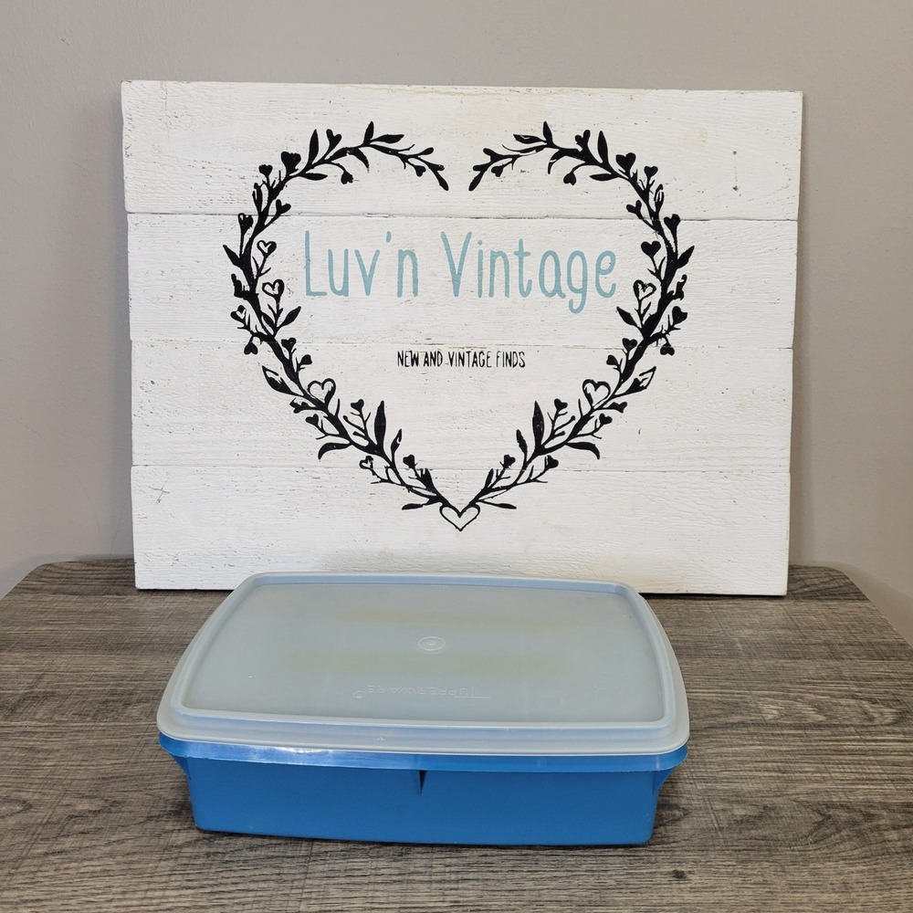 Tupperware Tuppercraft 767-3 Rectangular‎ Container Blue Storage Craft Organizer